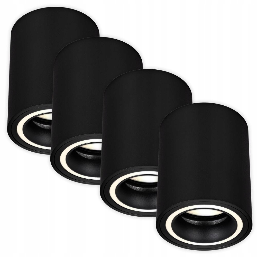 4x Oprawa natynkowa Halogenowa Tuba Led GU10 czarna Spot sufitowa do Pokoju