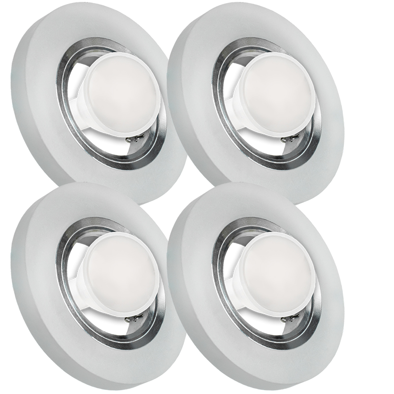 4X Skleněná Zapuštěná Lampa Námraza Kolo Silné Sklo 5W Žárovka