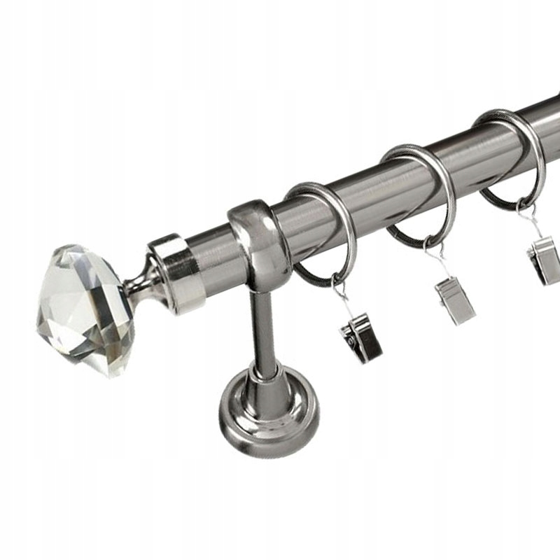 

Karnisz 130 cm 25 mm Srebrny z żabkami gotowy