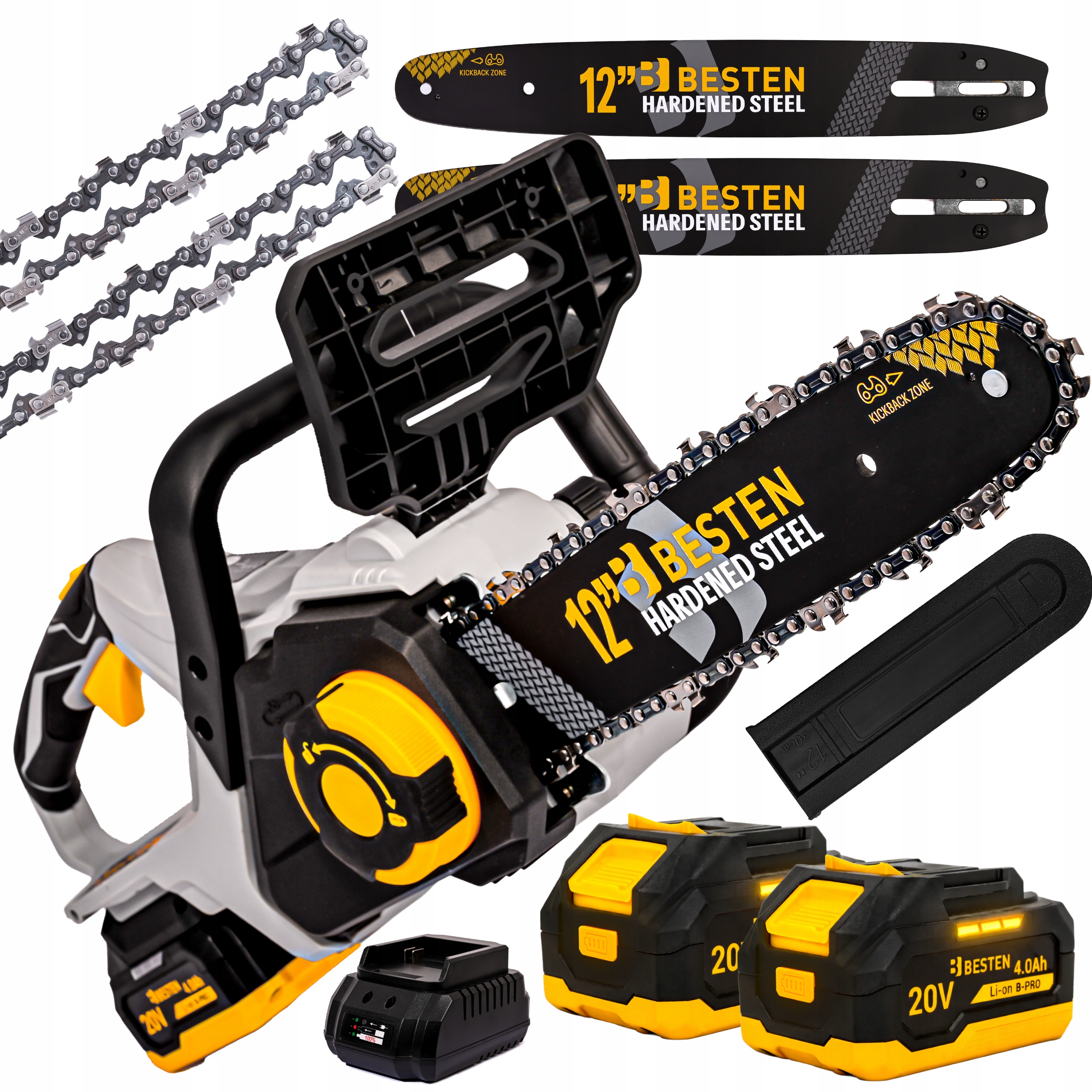 Piła Łańcuchowa Akumulatorowa Gałęziówka Pilarka 30cm Bezszczotkowa 2X4,0Ah