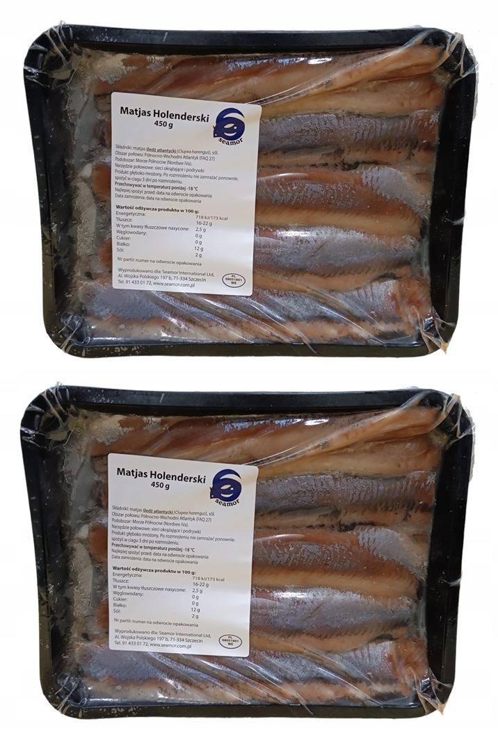 Matjas Holenderski Dziewiczy 900g Tacka 2x450g Dzika Ryba Z Ogonkiem
