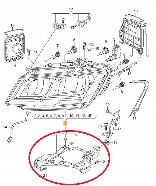 Ślizg mocowanie lampy PRAWY AUDI Q5 8R LIFT 12-17r PUŁKA Typ samochodu 4x4/SUV Samochody osobowe