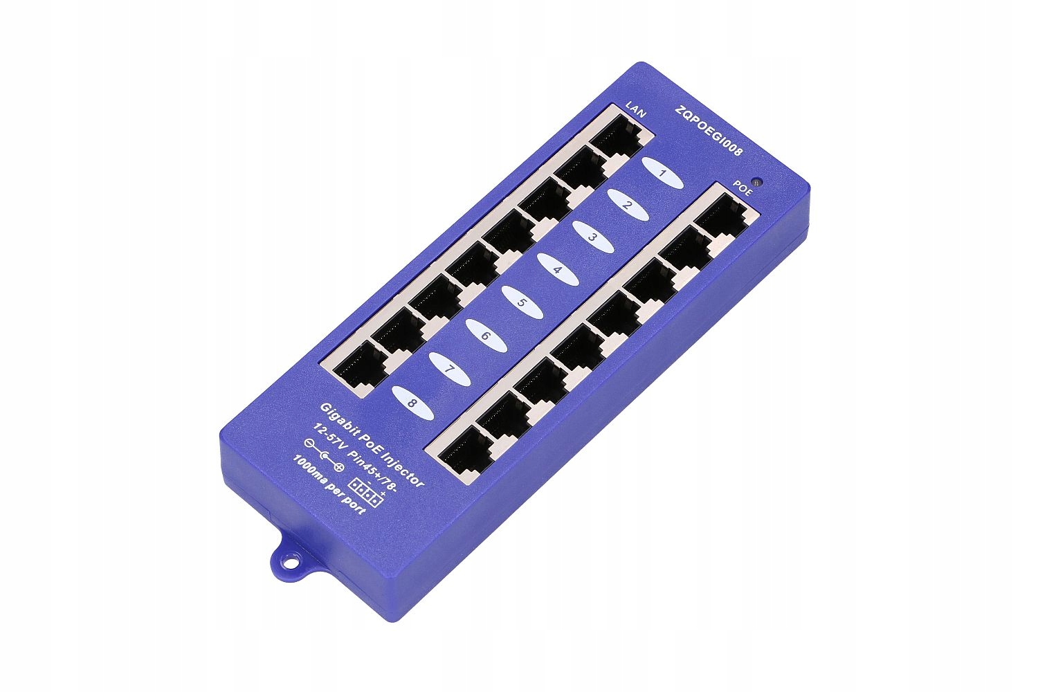 Extralink 8 Portowy Gigabit PoE Injector 8x 1000Mb/ s RJ45, Mode B