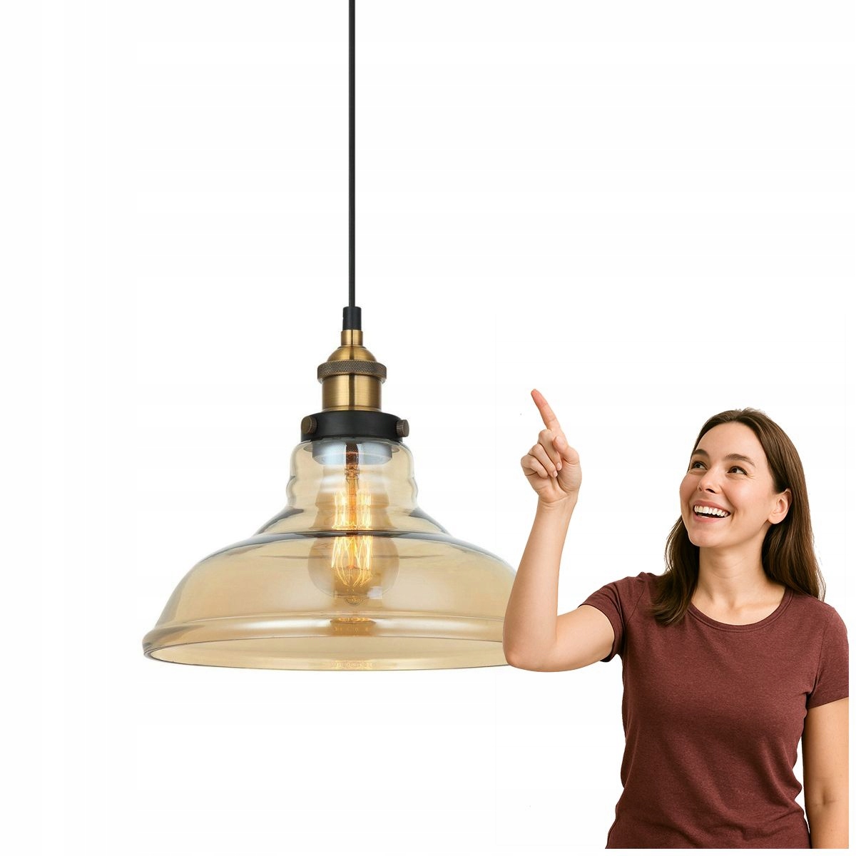 Hubert Závěsná lampa industriální černo-zlatá Italux