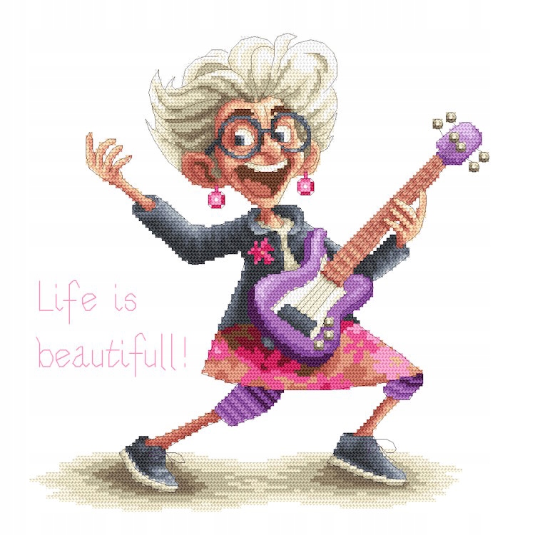 Křížková výšivka Vyšívací sada Rocková babička