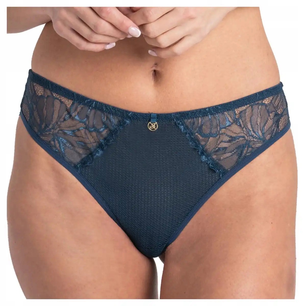 Samanta elegantní kalhotky s krajkou a tangami Harmony M300 indigo L