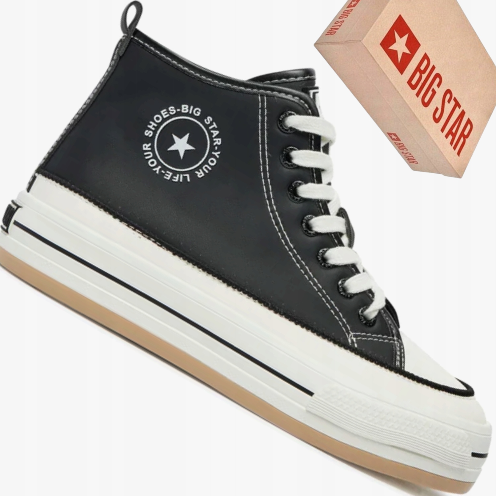 Big Star OO274062 damskie czarne ocieplane trampki wysokie