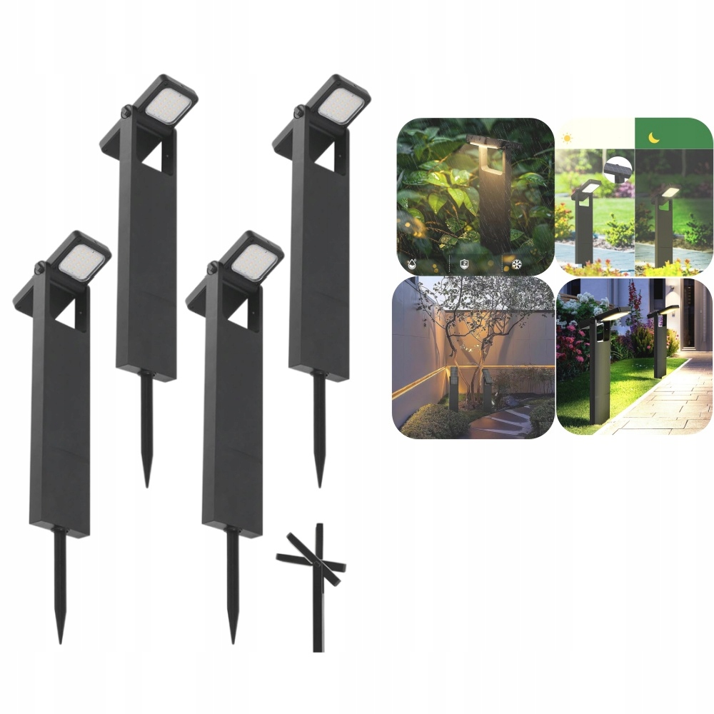 Sada 4 Led Solárních Lamp Se Zástrčkou, Do Zahrady, Teplé Bílé Světlo