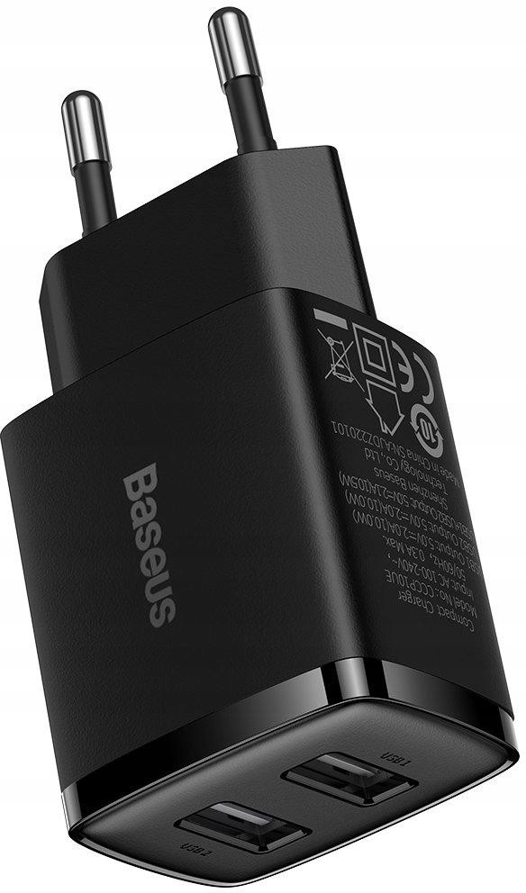 Ładowarka Sieciowa Baseus Compact Charger CCXJ010201 10.5W 2x Usb-a Czarna