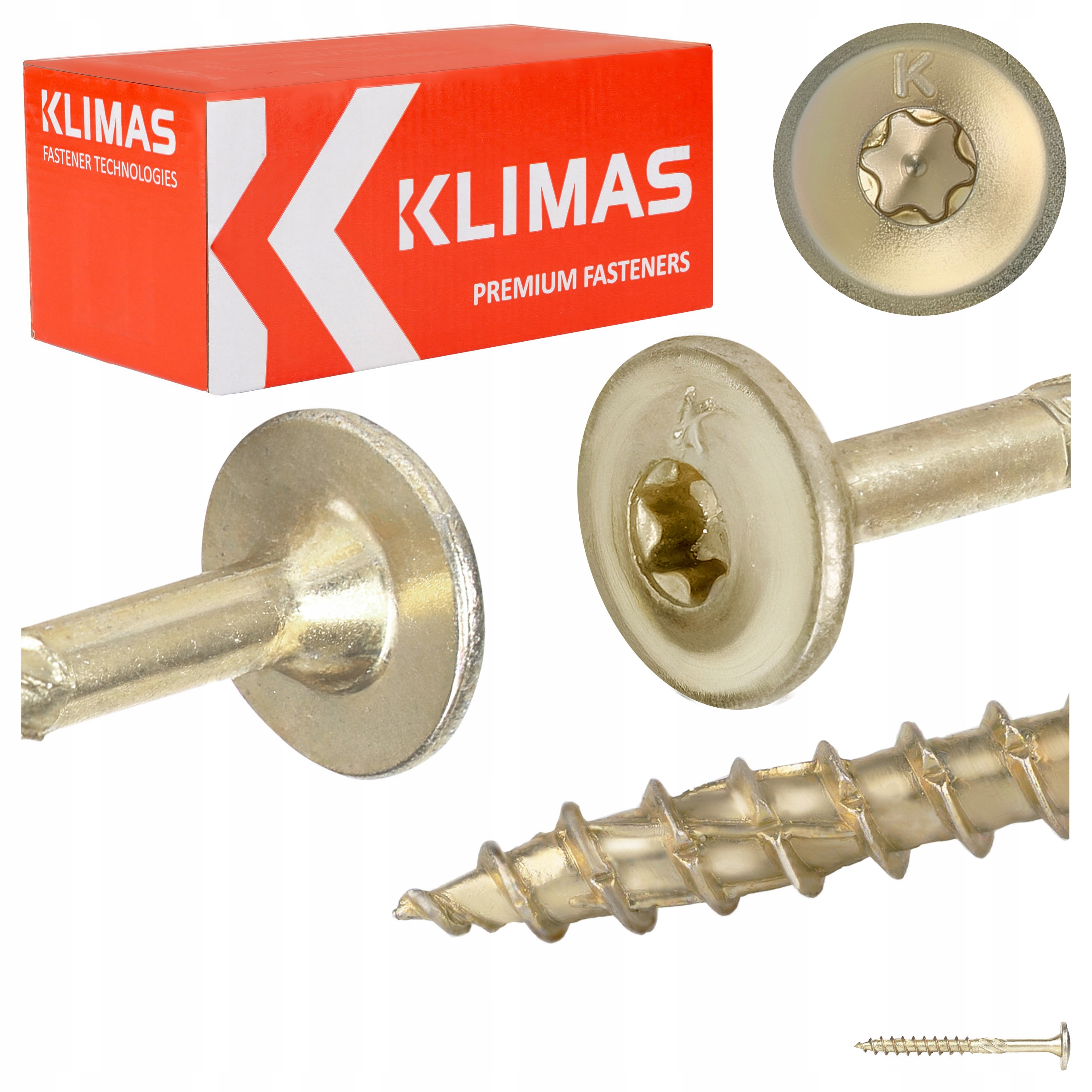 Tesařské vruty Torx 5x50 mm 250 ks talířové na dřevo Klimas Wkcp