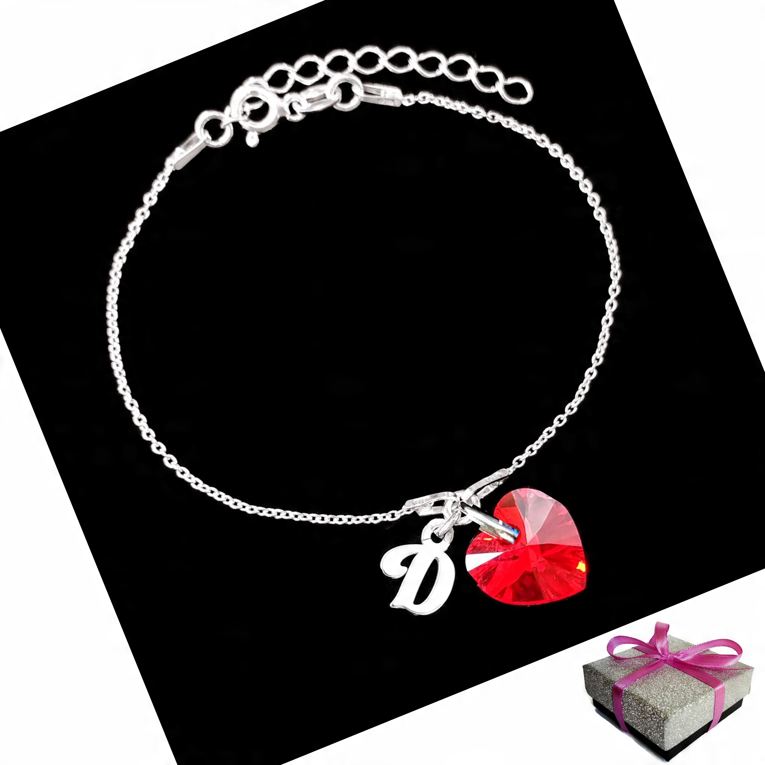 

Bransoletka Literka D Serce Swarovski Srebro 925
