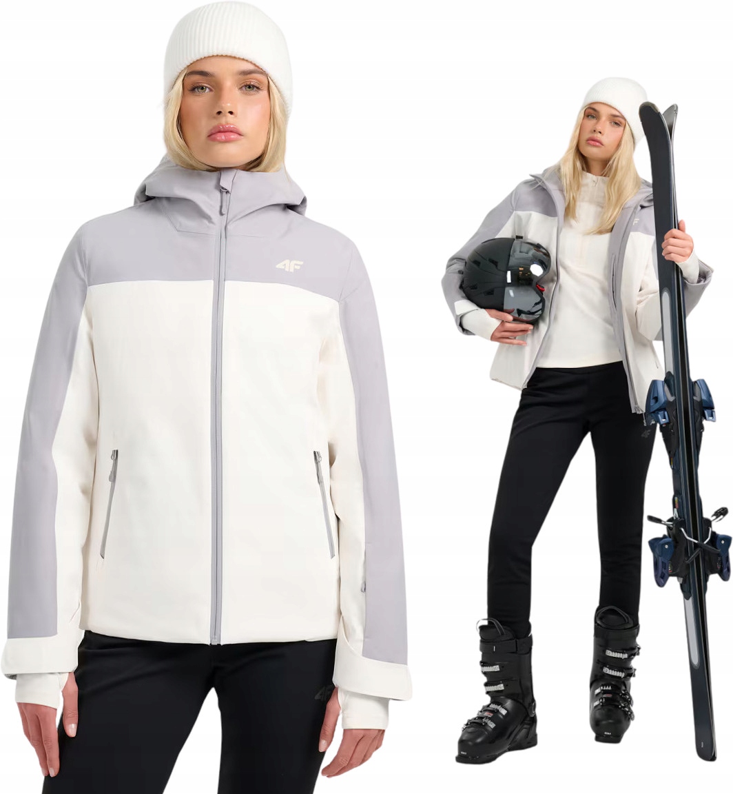 Damska kurtka narciarska 4F z membraną TJAF0807 kremowy/szary 27S L