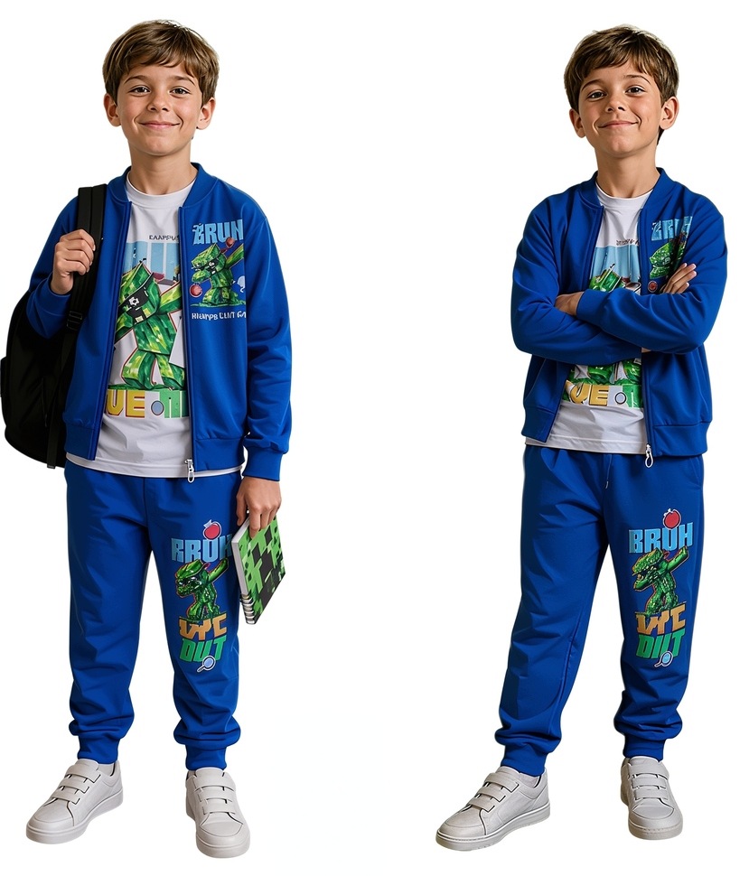 3 częściowy dres minecraft 122 bluza spodnie bluzka komplet