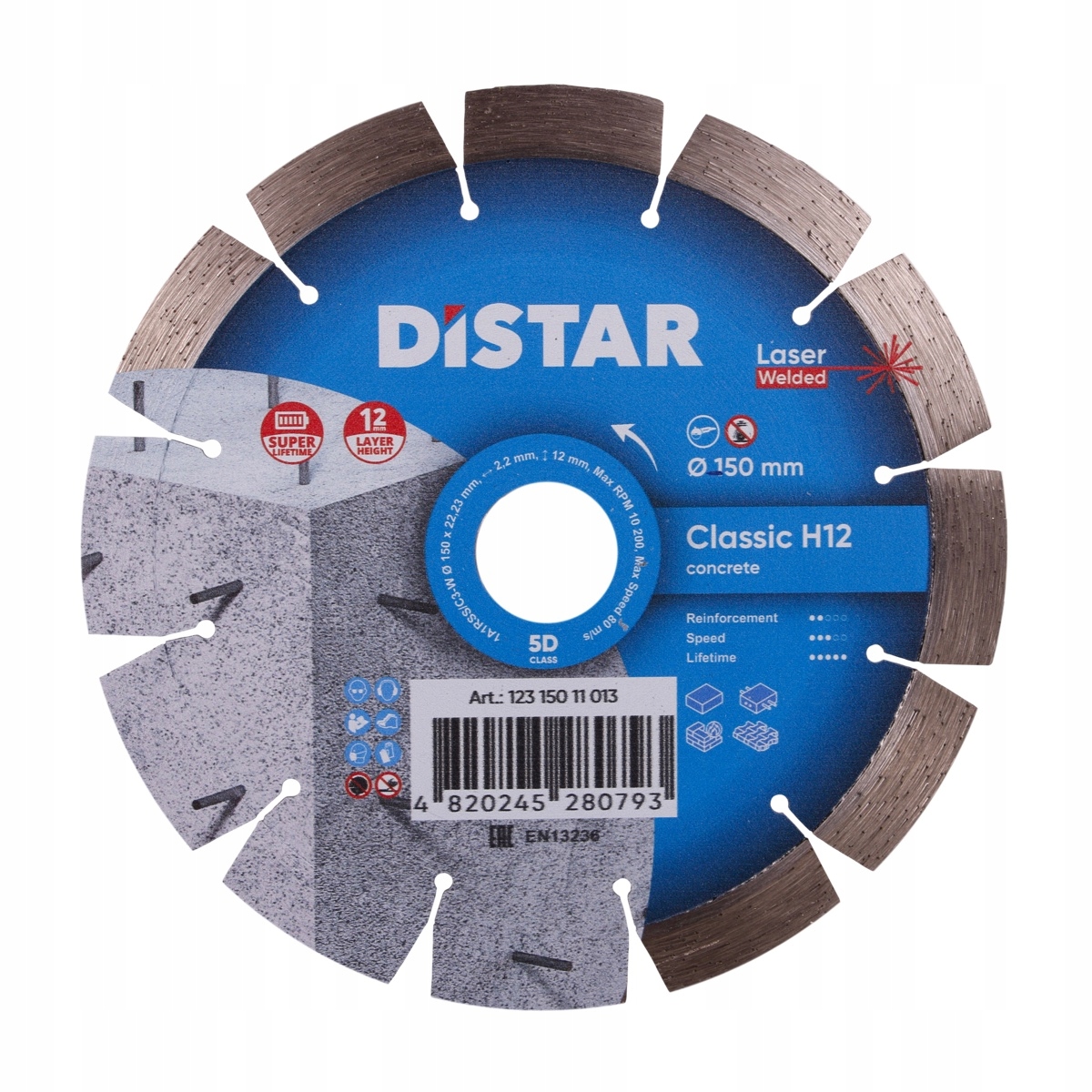 Diamantový kotouč Distar Classic H12 pro řezání betonu o průměru 125 mm