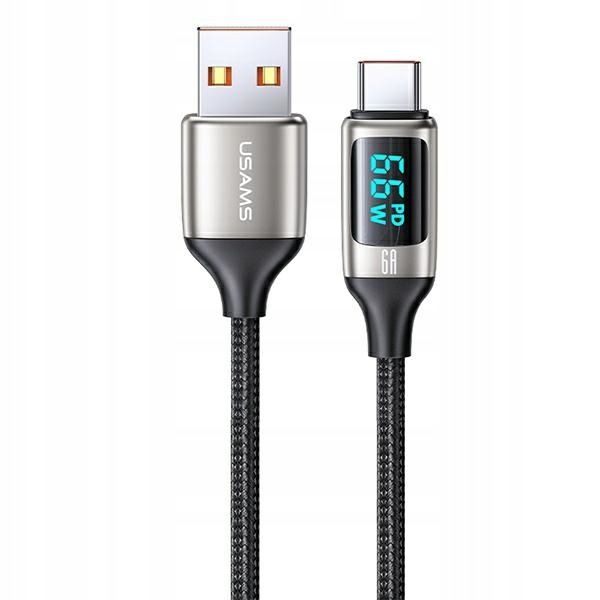 Usams Kabel pleciony U78 Usb-c 1.2m Led 6A Fast Charging biały SJ544USB02