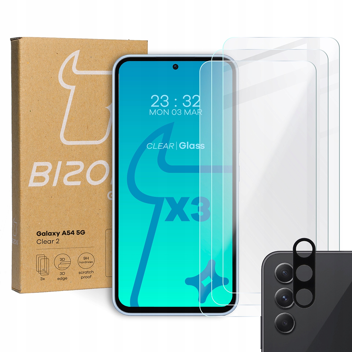 

3x Szkło szybka na aparat Bizon do Galaxy A54 5G