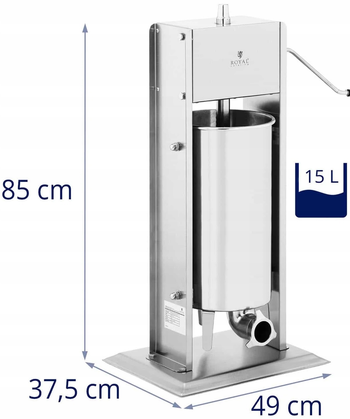 Nadziewarka do kiełbasy kiełbas Maszynka do kiełbasy 15L ROYAL 10010867 Wysokość produktu 85 cm
