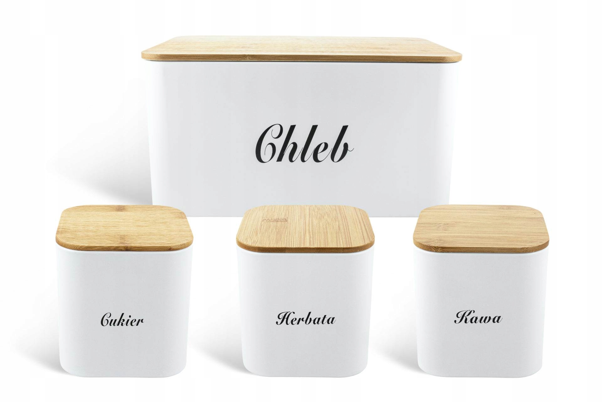 NOWOCZESNY ZESTAW CHLEBAK + 3 POJEMNIKI DESKA BAMBUS EDENBERG 127