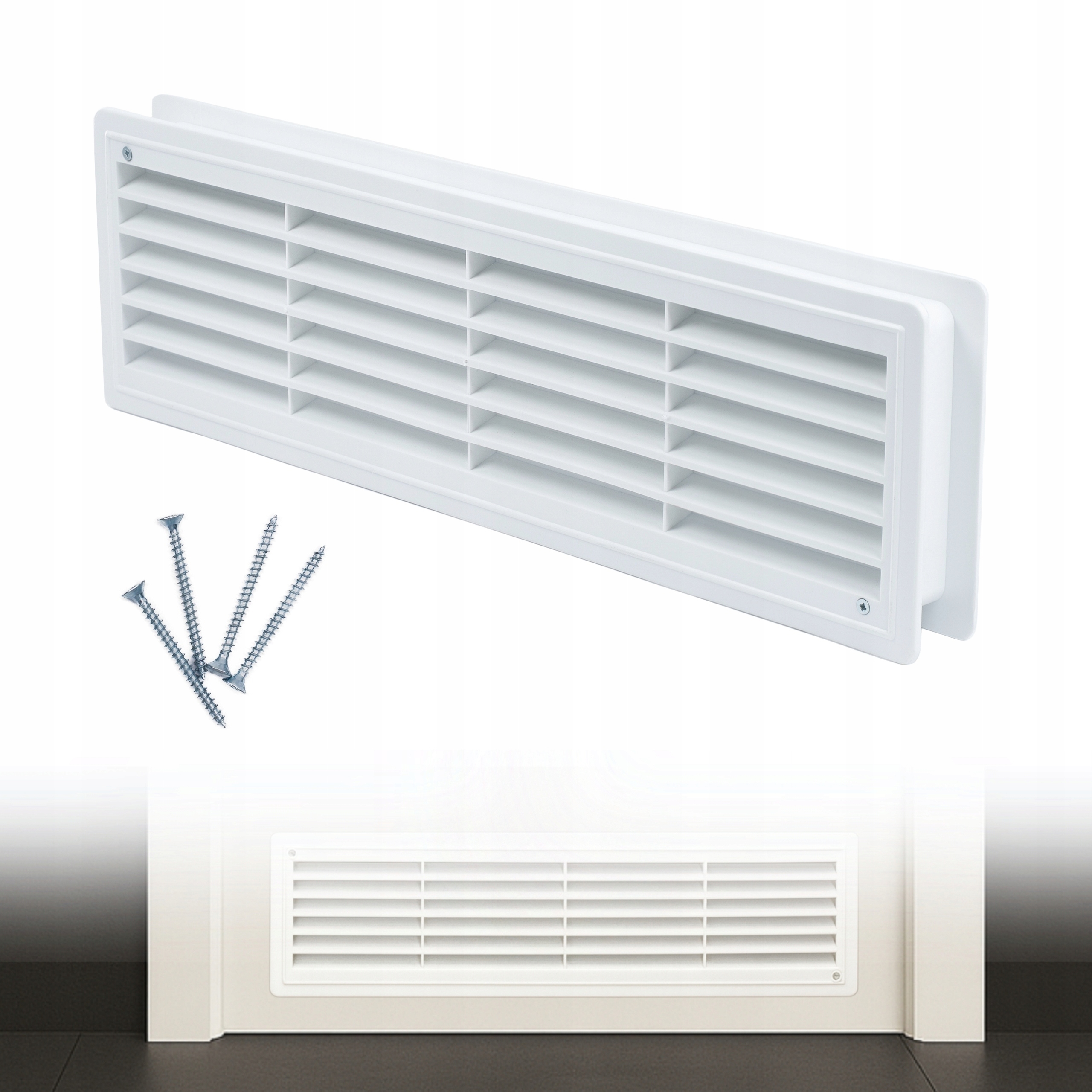 KRATKA WENTYLACYJNA DRZWIOWA WC DO DRZWI SZAFY BIAŁA ŁAZIENKOWA 43 cm