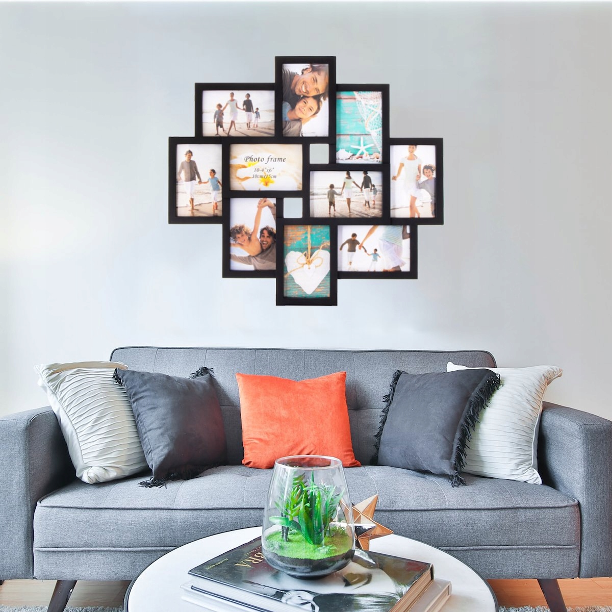 ZESTAW RAMEK NA ZDJĘCIA CZARNA GALERIA FOTO MULTIRAMA RAMKI 10 x ZDJĘĆ Marka Springos