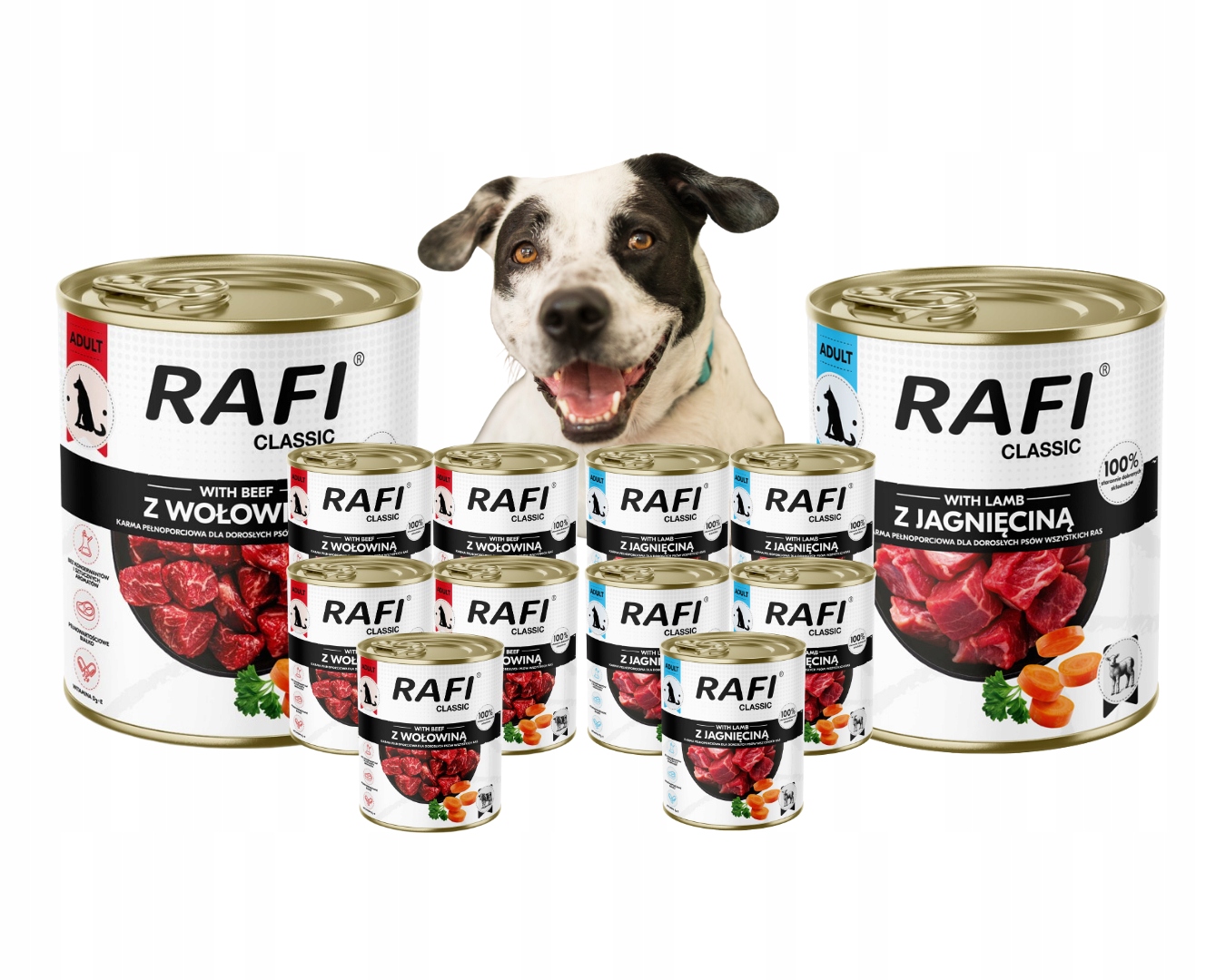 Vlhké krmivo pro psy Rafi Classic MIX 12x800 g Hovězí a jehněčí maso