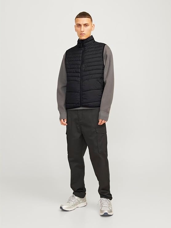 Jack&jones Černá Prošívaná Ležérní Vesta Se Zipem Xs 7AA
