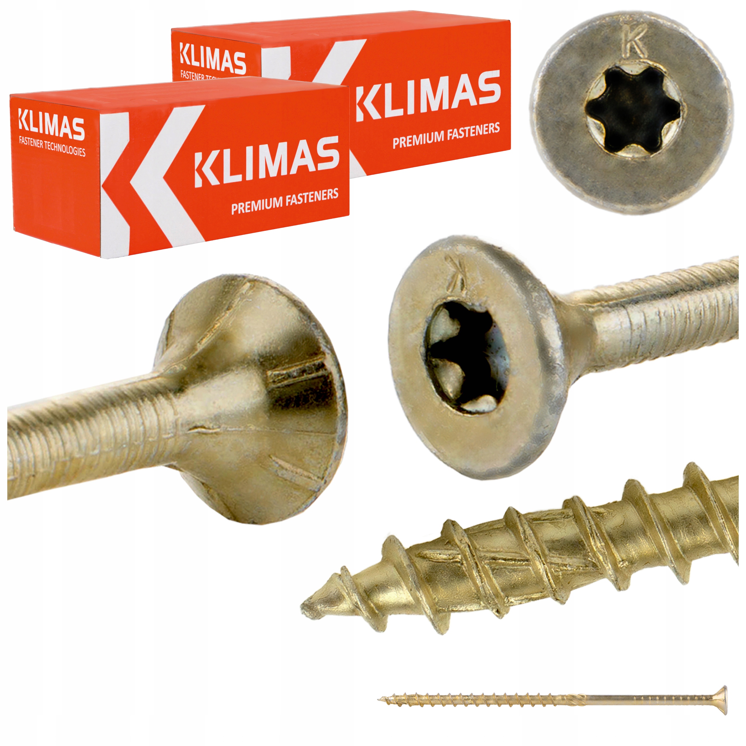 Vruty do dřeva Torx 6x140 mm 200 ks tesařské kuželové Klimas Wkcs