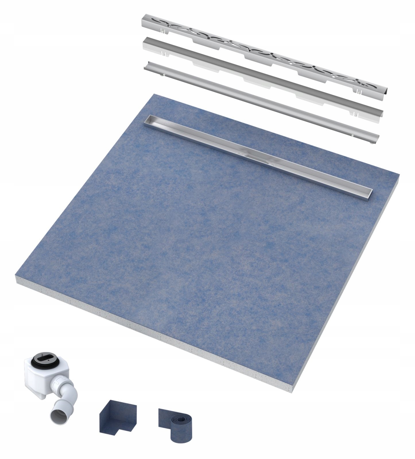 Brodzik podpłytkowy odwodnienie ruszt Steel 90x90