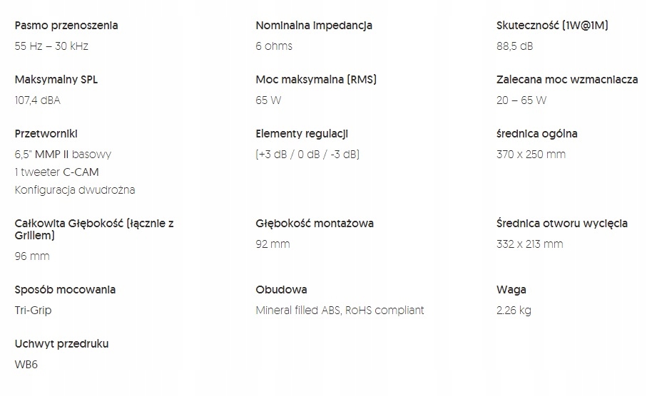 Monitor Audio W265 głośnik instalacyjny Model W265