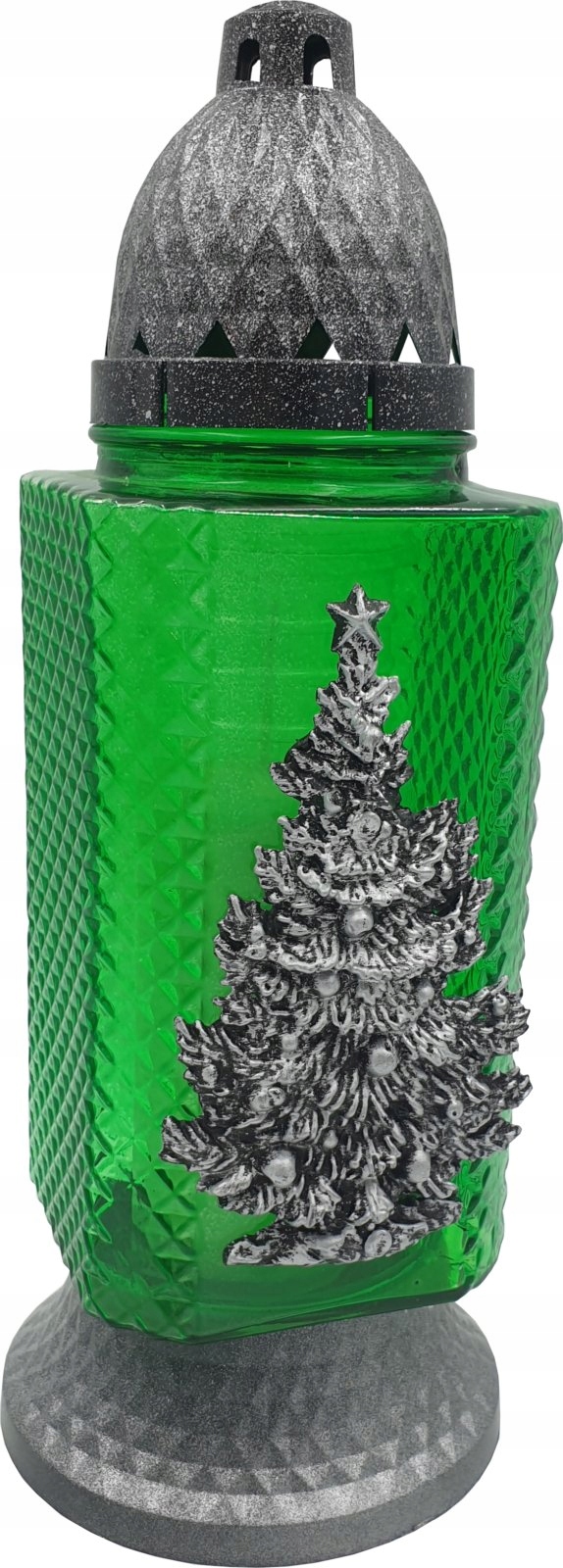 ZNICZ LAMPION SZKLANY LA 364 APLIKACJA CHOINKA wysokość 28cm