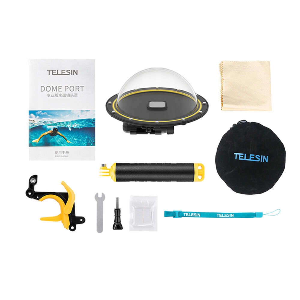 Kopuła, Podwodna obudowa Telesin Dome Port do kamer GoPro Hero 12/11/10/9 Waga produktu z opakowaniem jednostkowym 1 kg