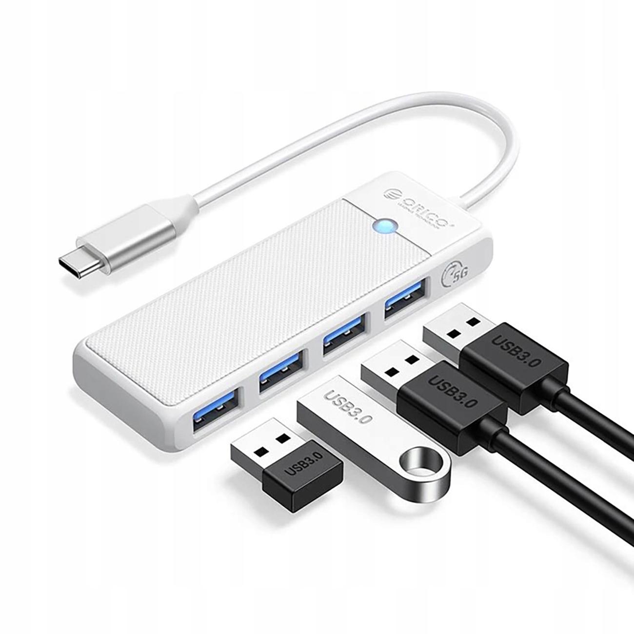 Hub Usb Orico PAPW4A- C3 4- portowy 4x Usb- A 3. 0 1,8 m biały Orico