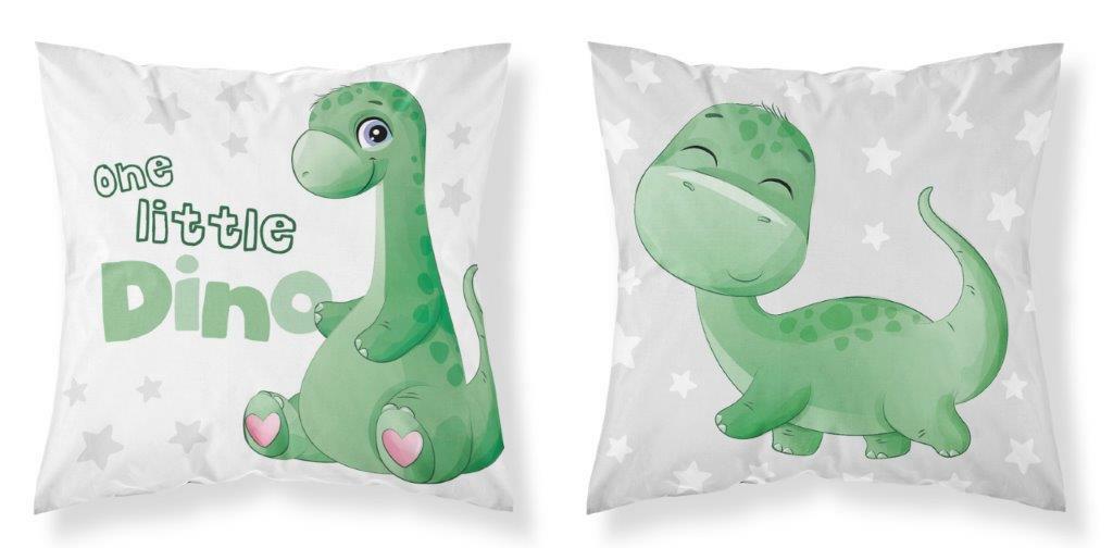 Poszewka 40x40 One little Dino biała szara dwustronna Mayamoo