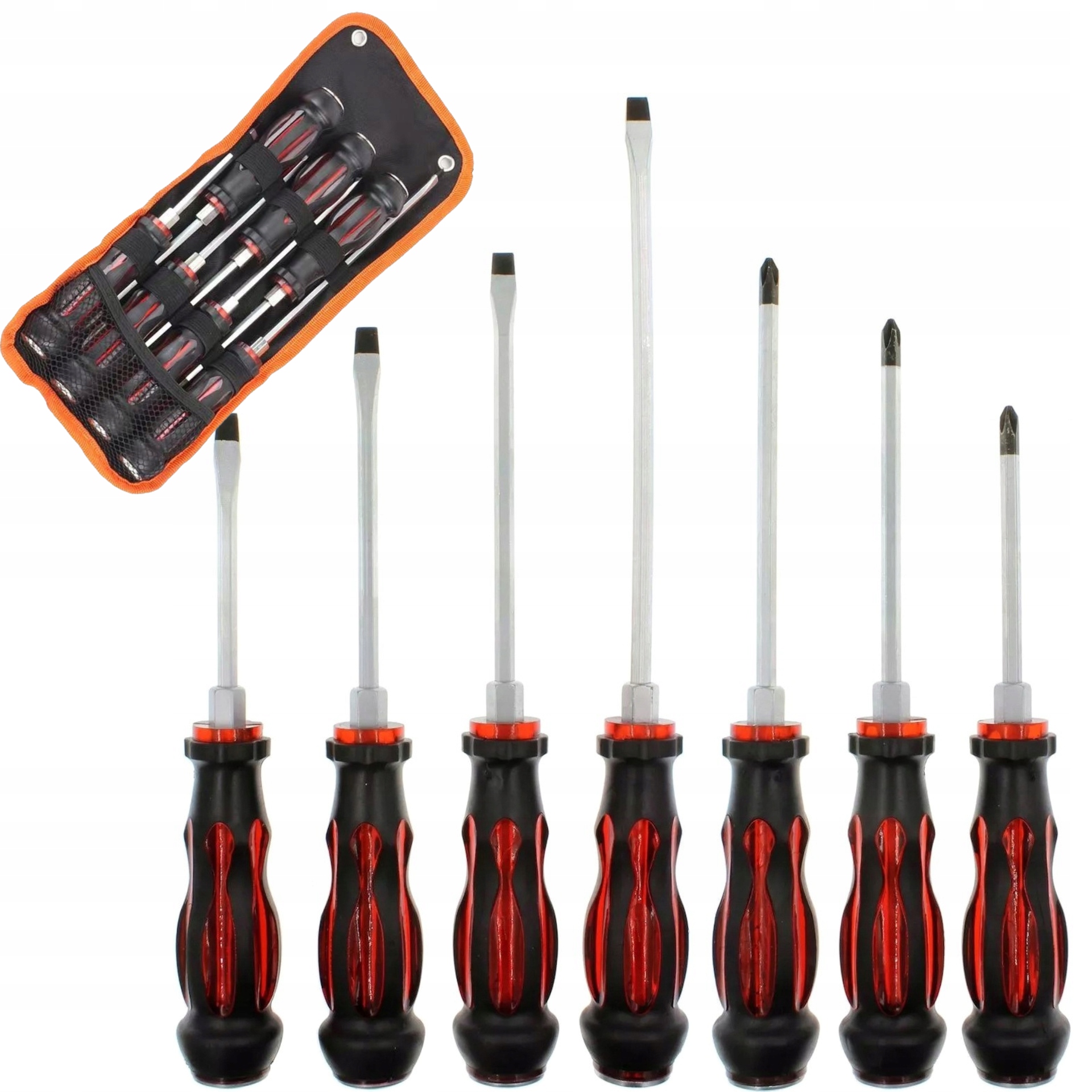 Zestaw Śrubokrętów Wkrętaków Do Pobijania 7el. płaski gwiazdka z magnesem