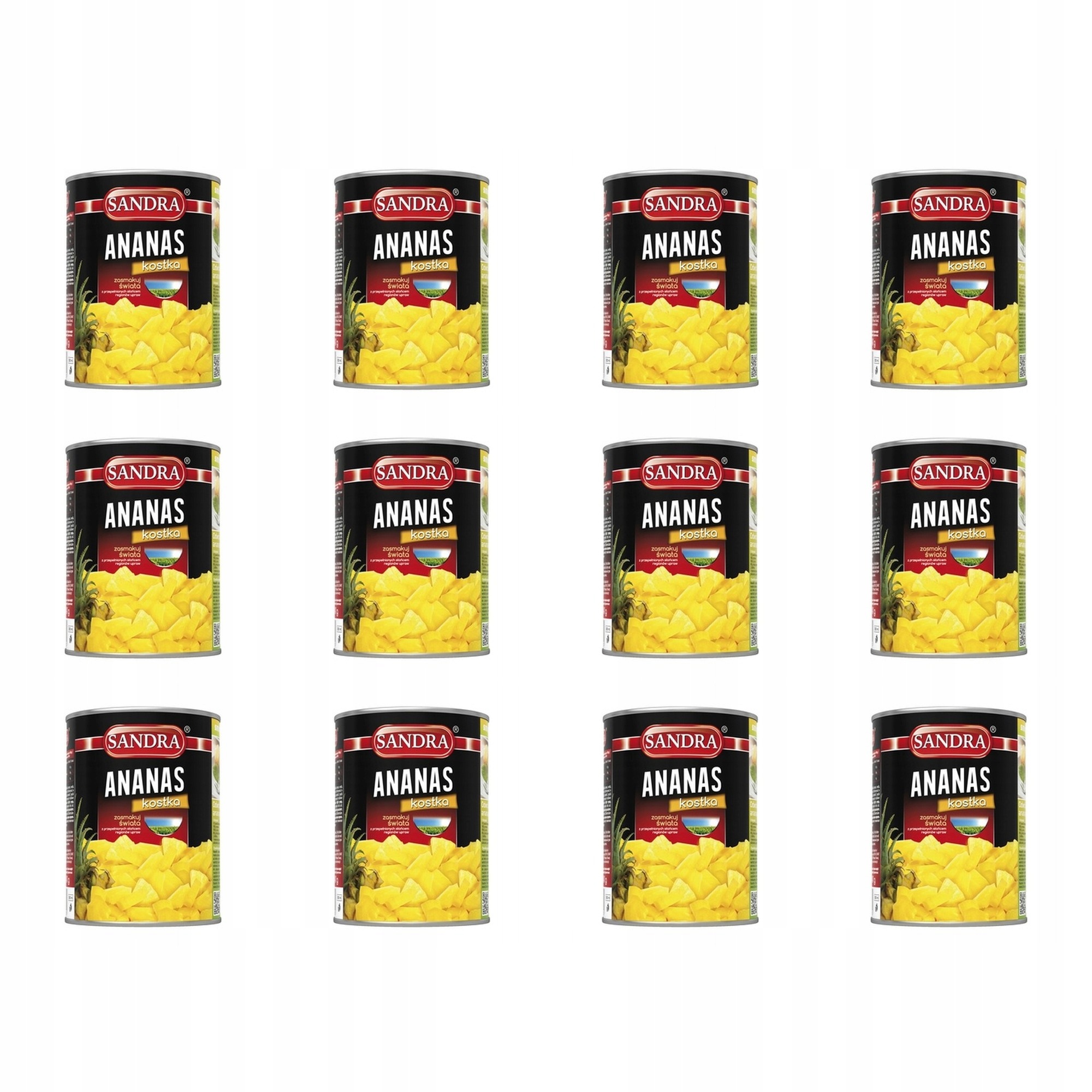 12x 565g Sandra ananas kostka Pół Kartonu