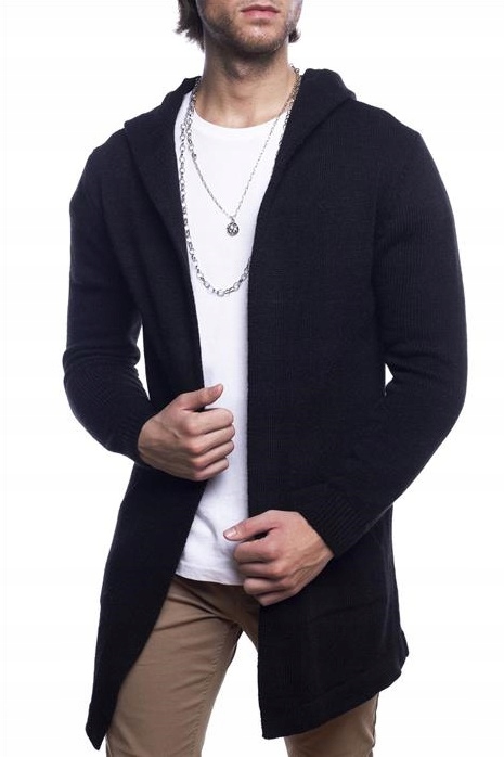Přehoz Na Teplý Svetr Kardigan S Kapucí Černý M