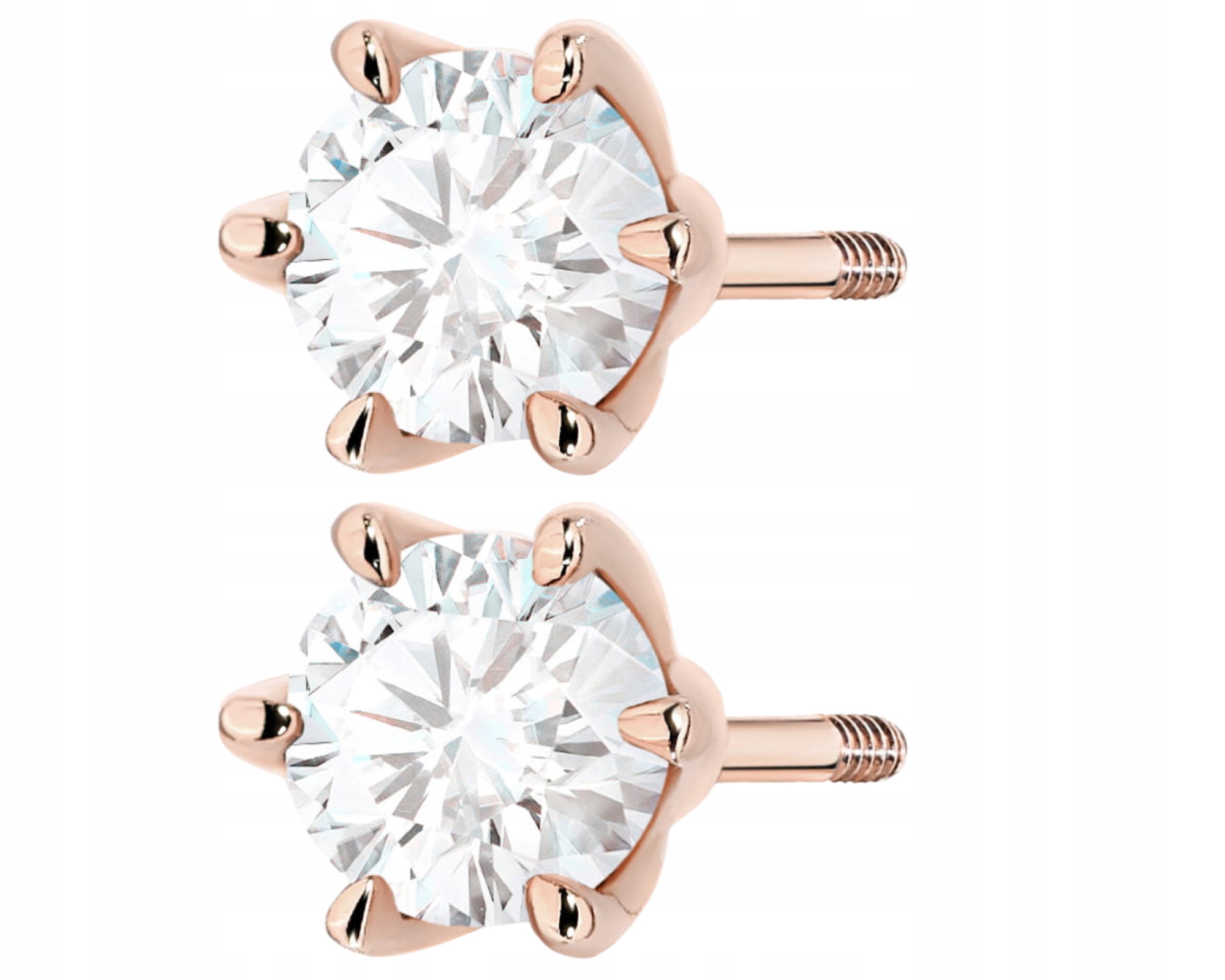 Růžové Zlato Náušnice Laboratorní Brilianty Šroubovací Tyčinka Dárek