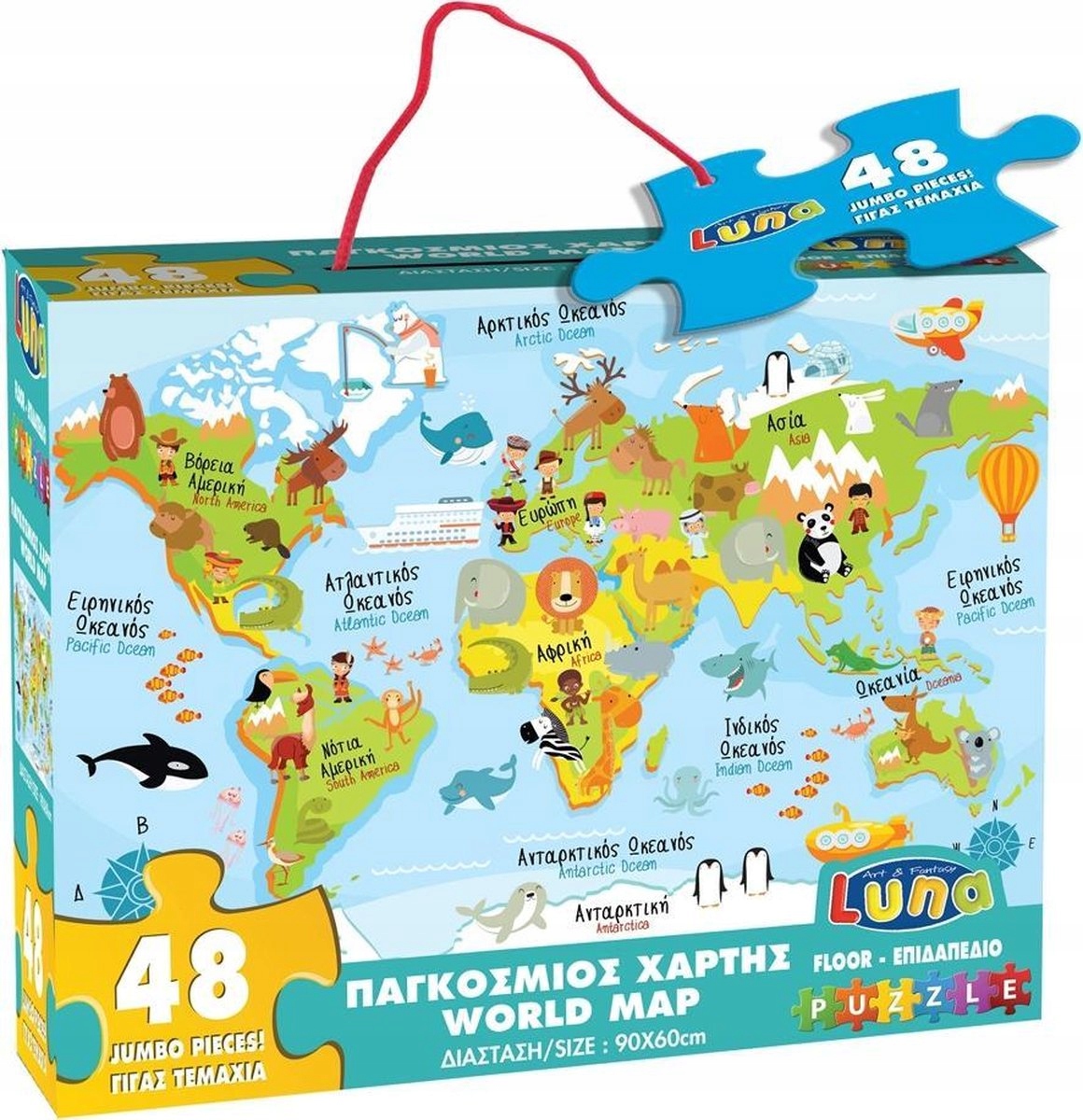 Luna- Puzzle Podłodowa Mapa Świata 48 ele.