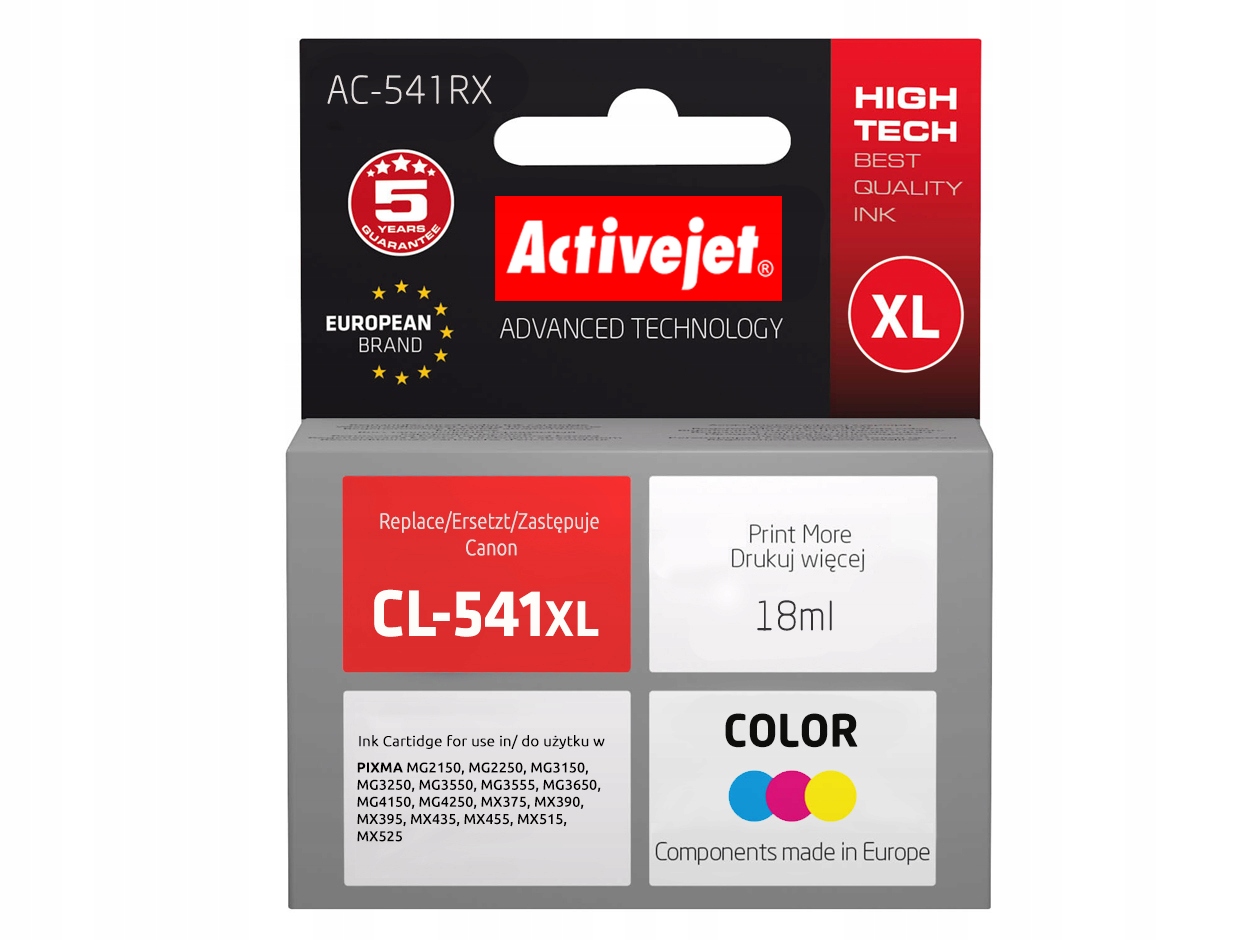 Tusz Activejet do Canon 541 CL541 CL-541XL MG2150 MG3250 MX375 TS5150 5151