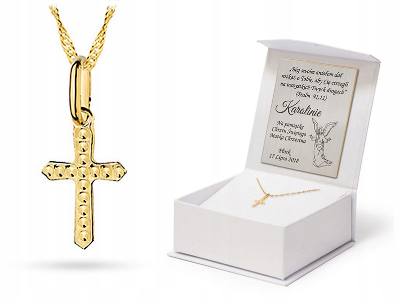 Zlatá Souprava 585 Řetízek Kříž Křest Svaté Přijímání