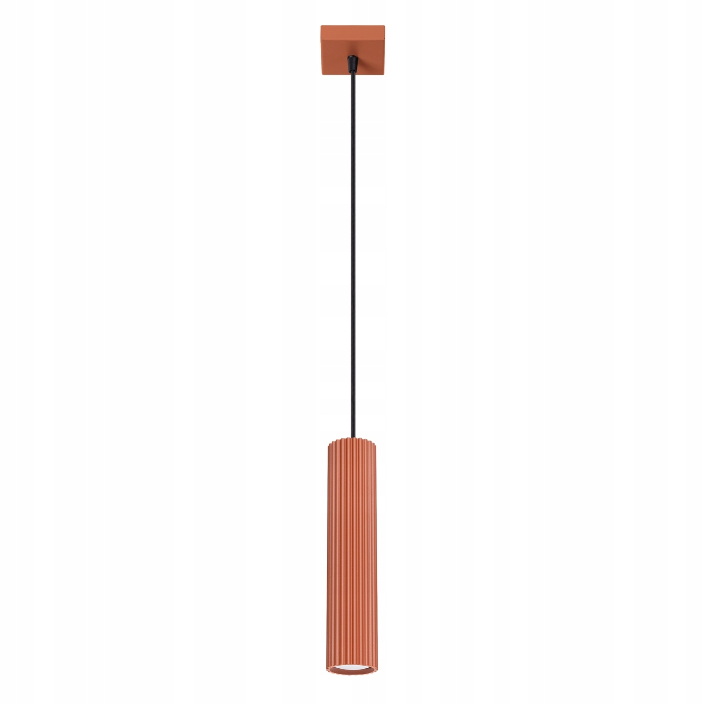 Závěsná lampa bodová červená vroubkovaná tuba 30 cm nad stůl ostrov Sollux