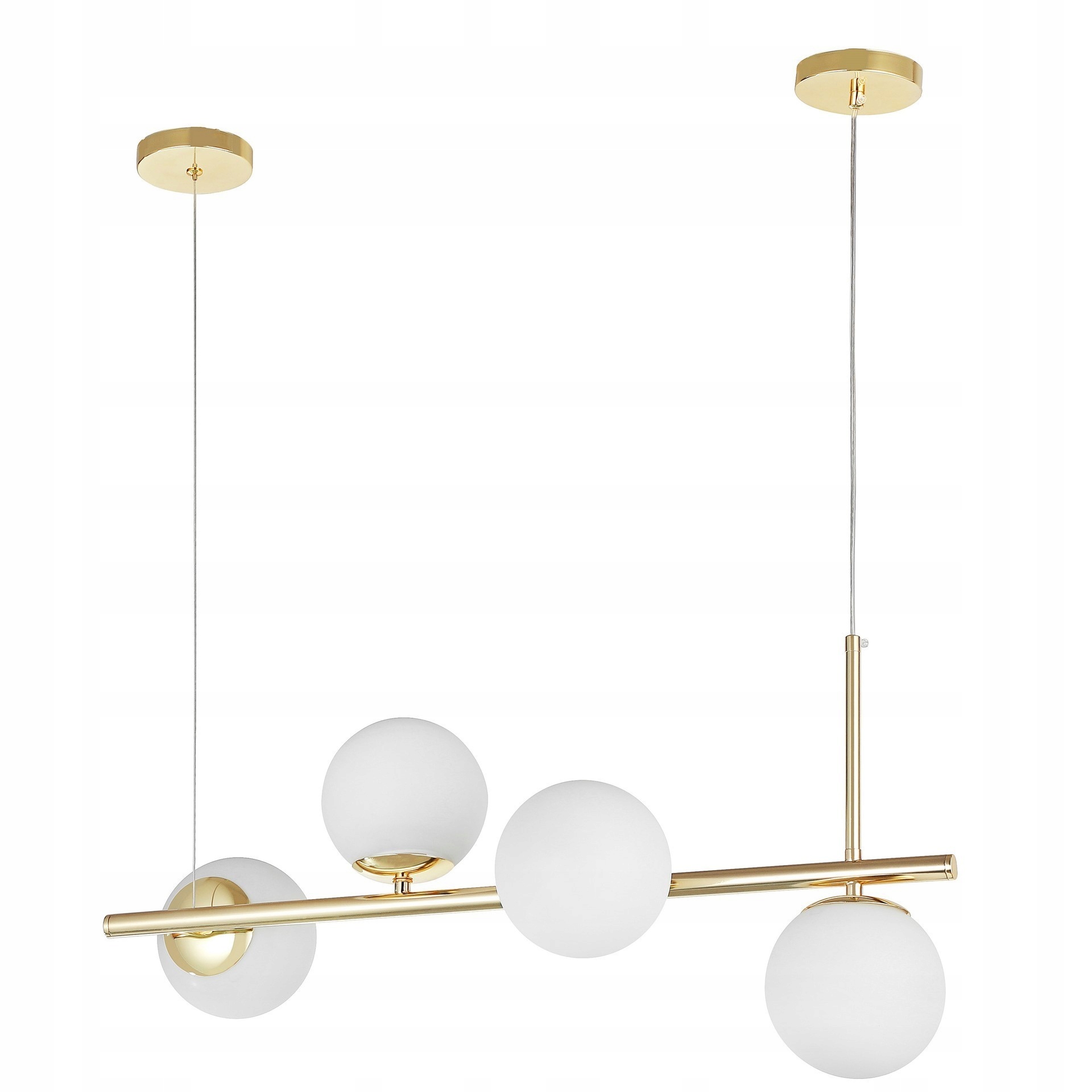 Złota Lampa Wisząca Asymetryczna Nowoczesne Białe Kule Orio 4xE27 Led