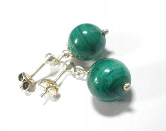 Krásné stříbrné Náušnice Malachit