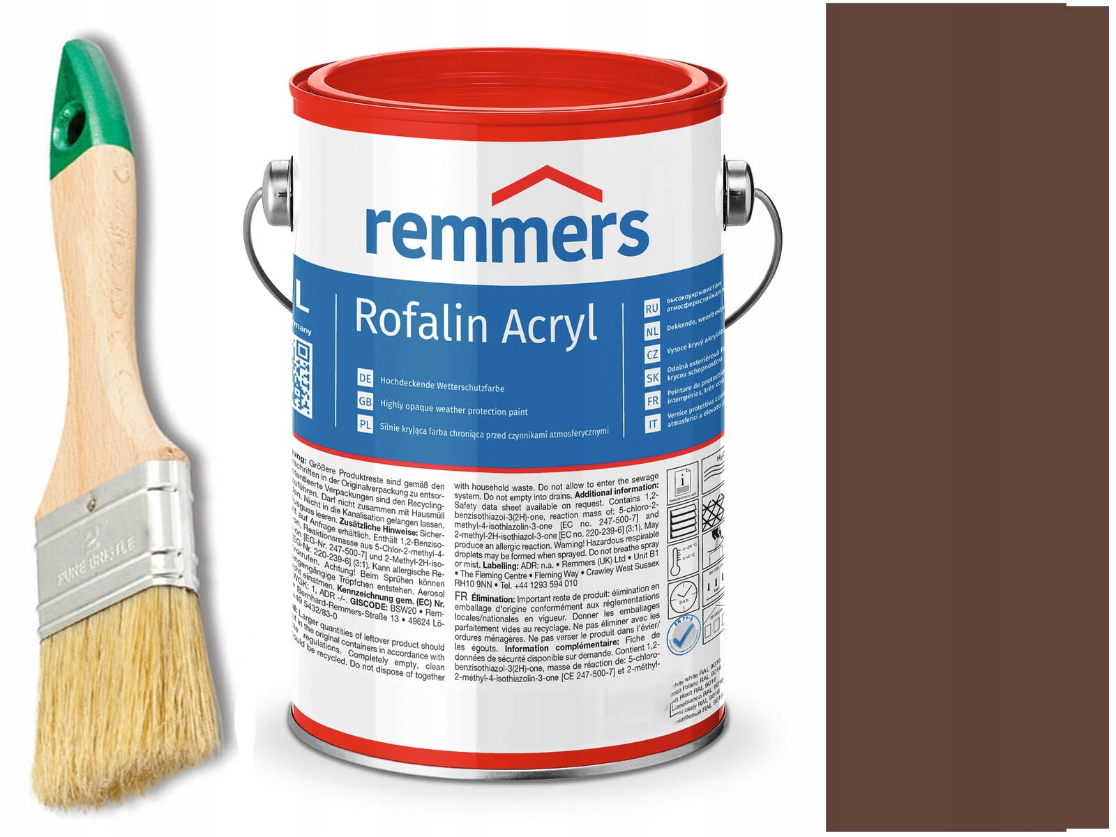 Remmers Rofalin Acryl barva na dřevo Hnědá 5 L