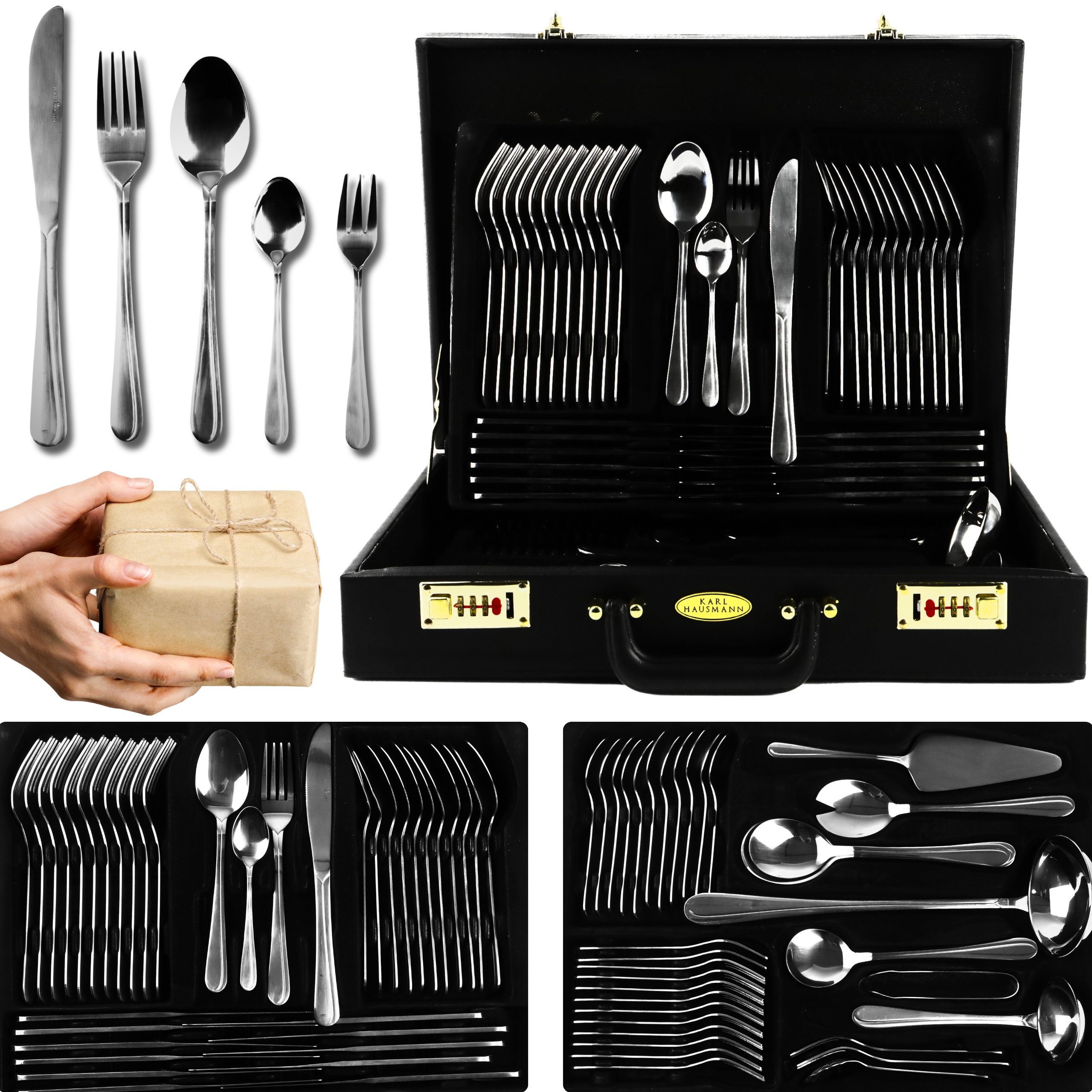 Sada Příborů Pro 12 Osob V Kufríku, 72 Dílná Organizér