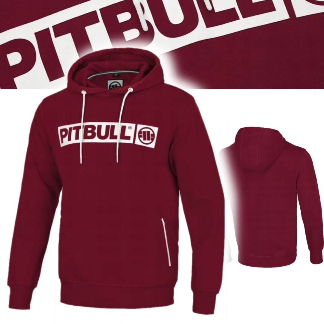 Pitbull West Coast Pánská Mikina S Kapucí Hilltop Terry Bordó Velikost S