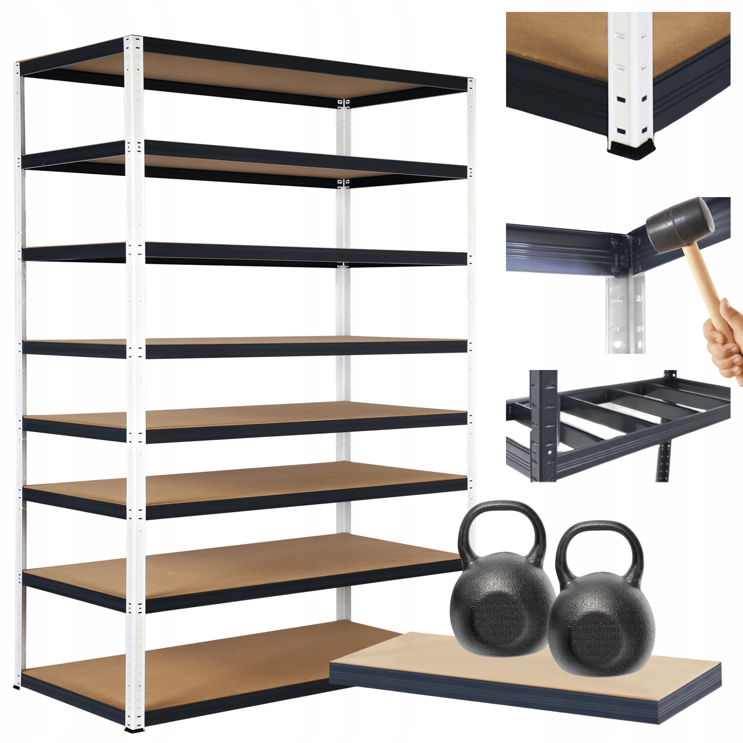 Regał metalowy magazynowy stojak Helios 270x180x45cm 8Px275kg Szeroki Mocny