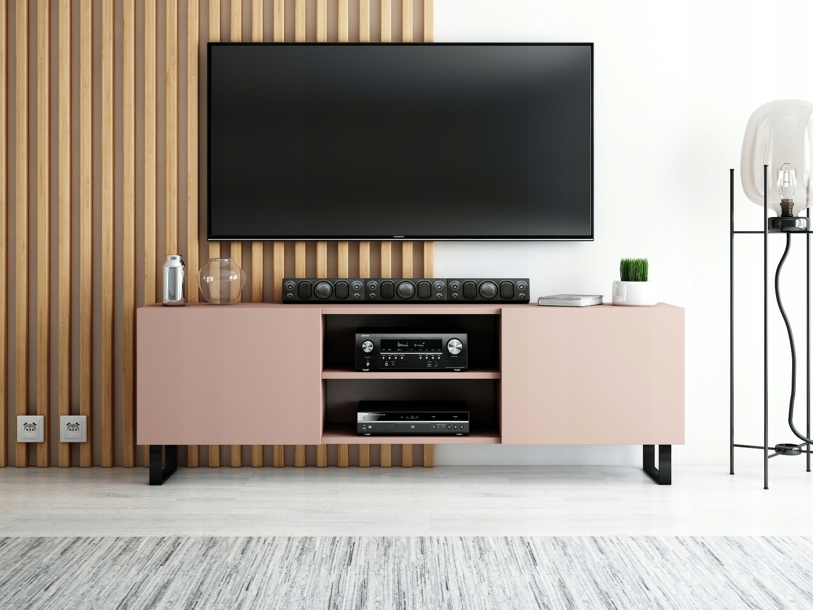 

Szafka Rtv Loft 160 W Antyczna Róża, Egger Różowa