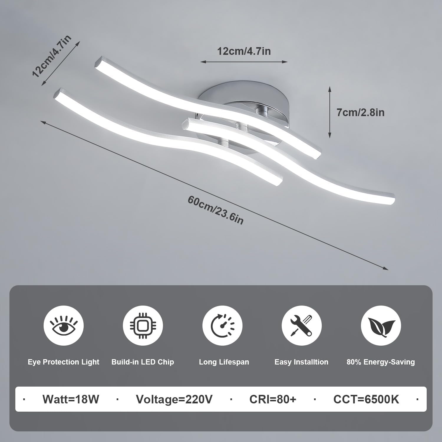 LAMPA SUFITOWA PLAFON LED ŻYRANDOL CHROM NOWOCZESNY 18W 6500K DO SALONU Kod producenta SCC-30810014-2