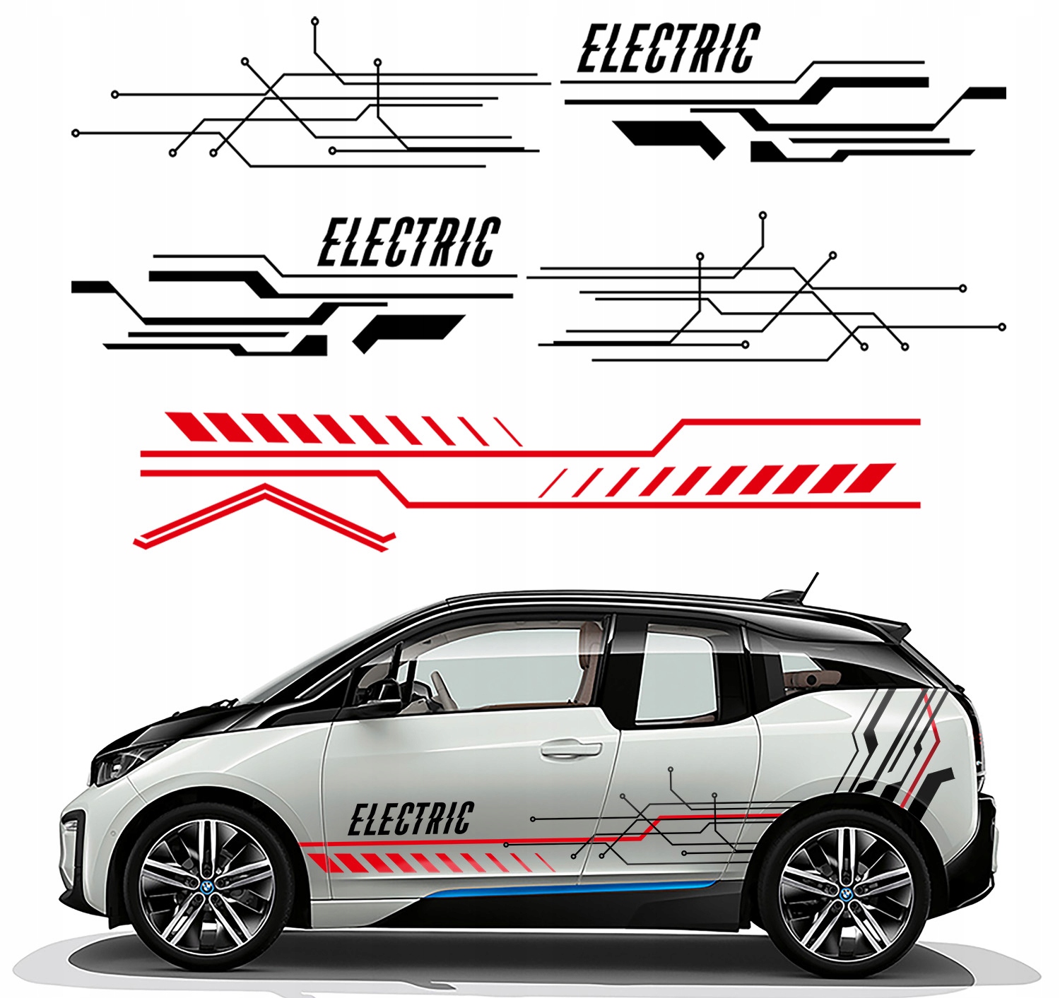 Nálepka Grafika na auto Motív Electric Pásy Abstrakcia 155x289